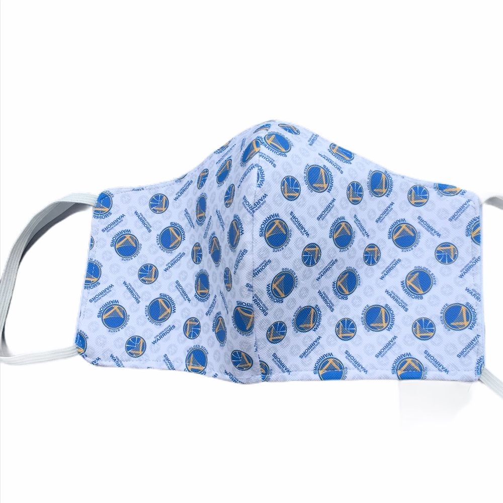 Custom White, Blue and Gold Golden State Warriors Face Mask